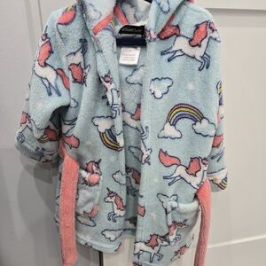 Cuddl Duds Kids Unicorn and Rainbow Robe - Blue and Pink